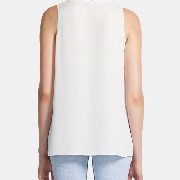Theory Ivory Mock-neck Sleeveless Silk Top, Size L - Picture 5 of 5